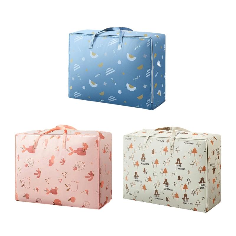 Cartoon Printed Non Woven Blanket Storage Bag Waterproof Convenient Clothes Storage Bag Home Use Household Movings Bags