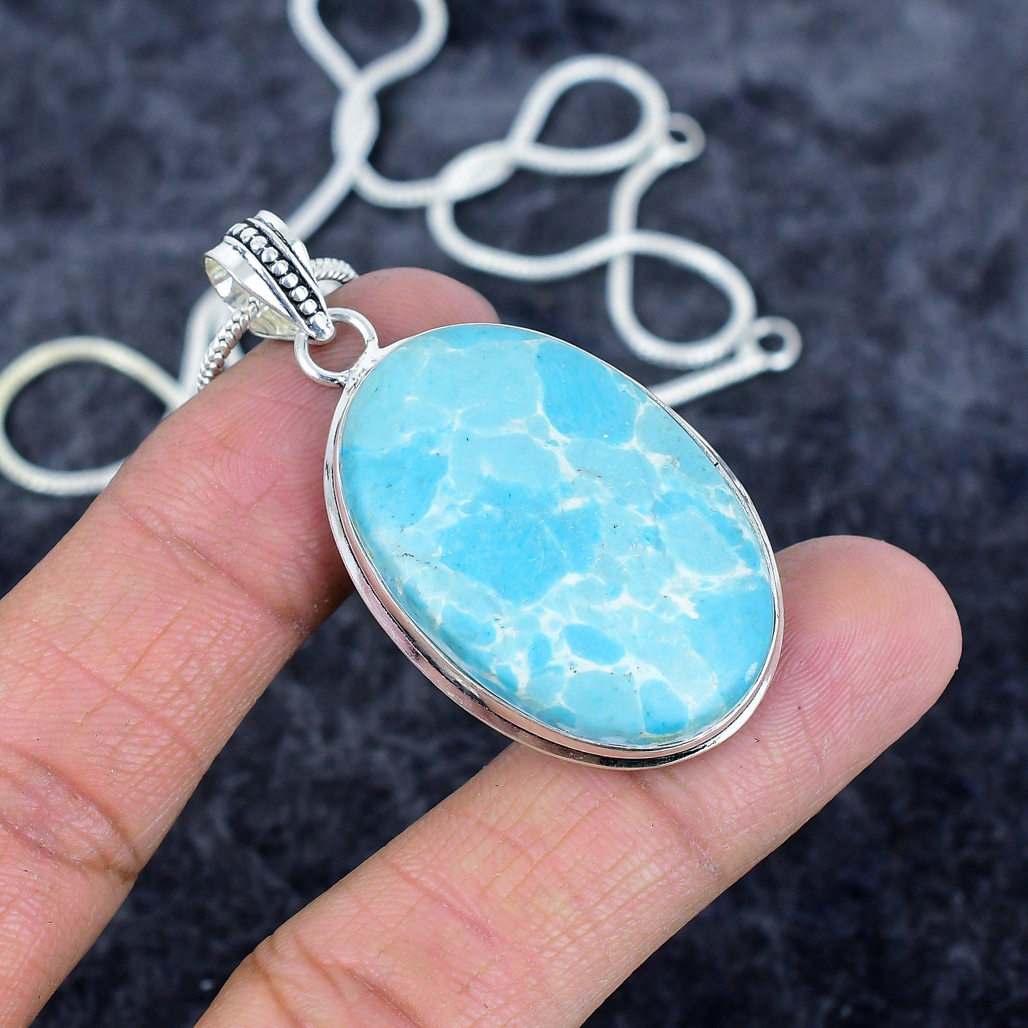 

Larimar Gemstone Handmade 925 Sterling Silver Jewelry Pendant 2.09 M-2957