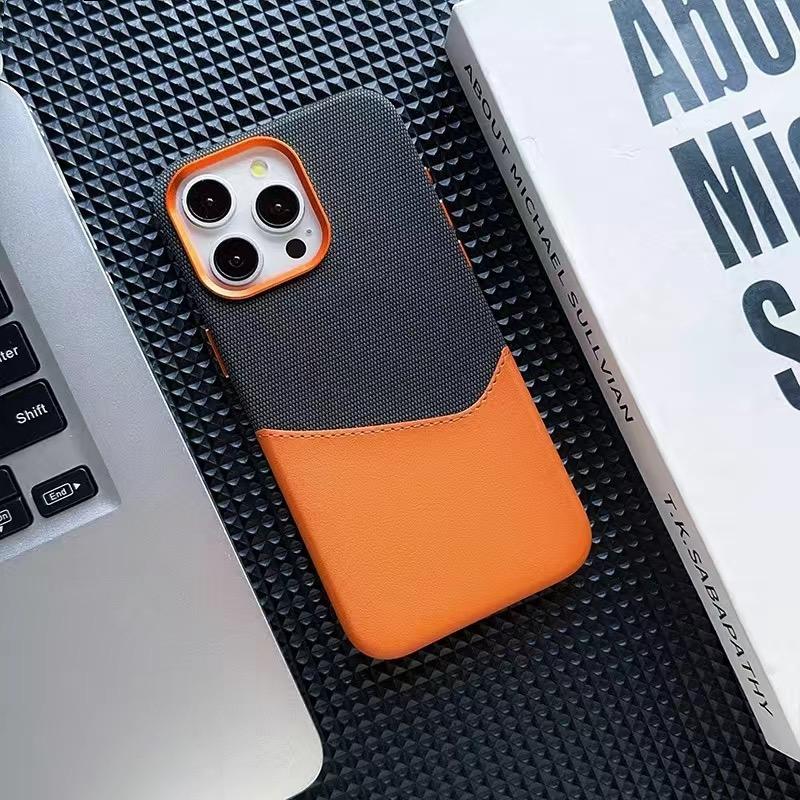 

For iPhone 16 15Pro Max 14 13 12 Card Pocket Wireless Charging Back Cover Dual Color Linen Leather MagSafe Phone Case For iPhone 12