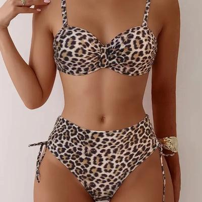Sexy Print High Waist Bikini Damen Badeanzug Zweiteilig Trägerdesign Trendiger Badeanzug Weiblich Modische Poolbekleidung