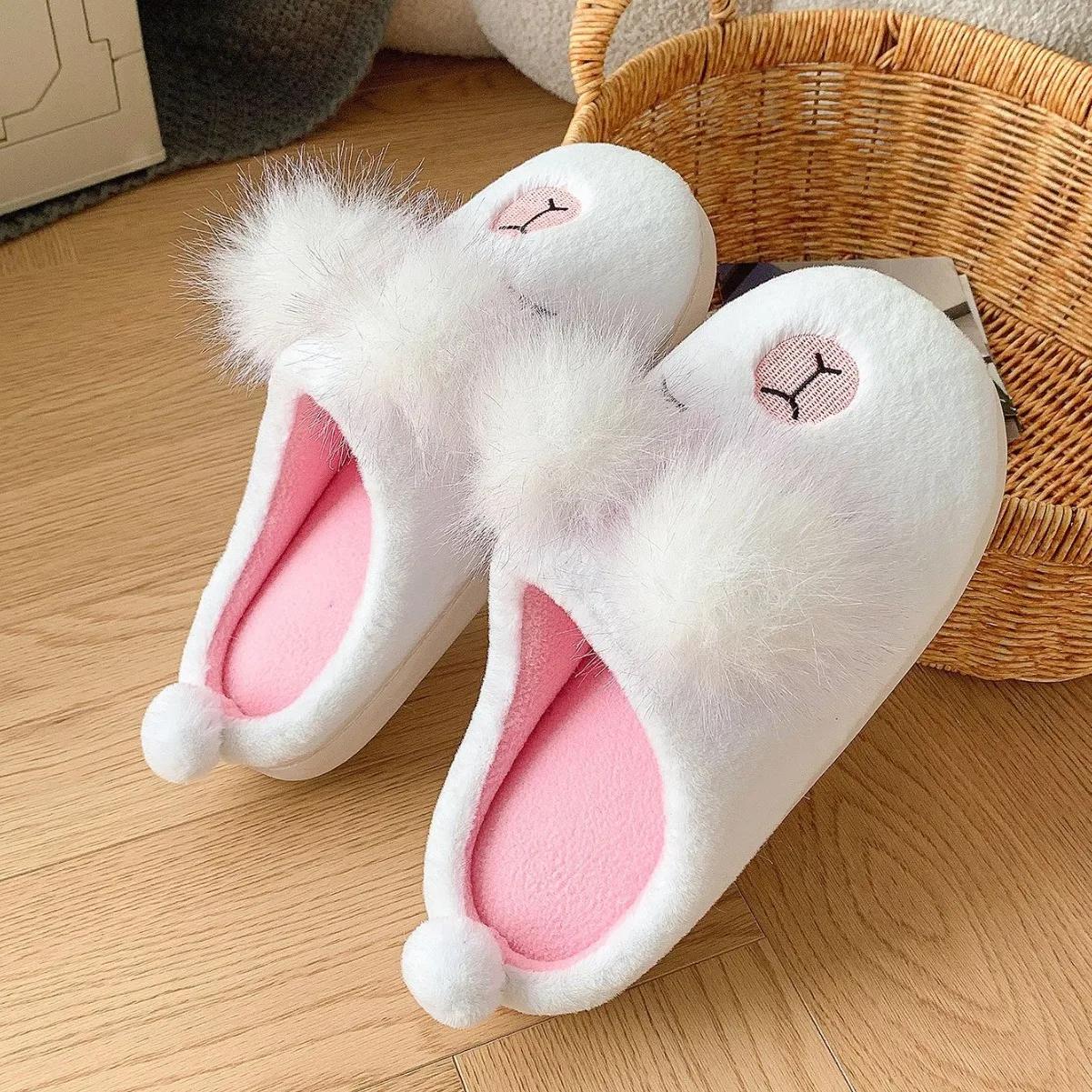 

Fashion Casual Fluffy Slippers Women House Cartoon Designer Shoes Girls Flats Indoor Fashion Elegant Platform Footwear Home Large Size 36-37 белый