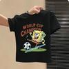 2026 SpongeBob Summer Tshirt for Children  100 Cotton ShortSleeved Boys Sport Shirt  Girls Casual Top with Cartoon Print