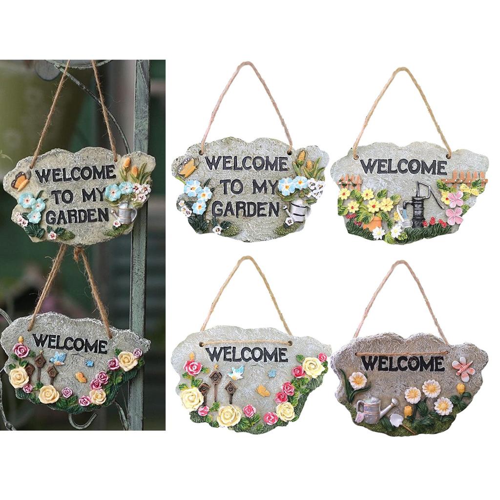 Resin Welcome Door Sign Plaque for Home Cafe Office Garden Decoration