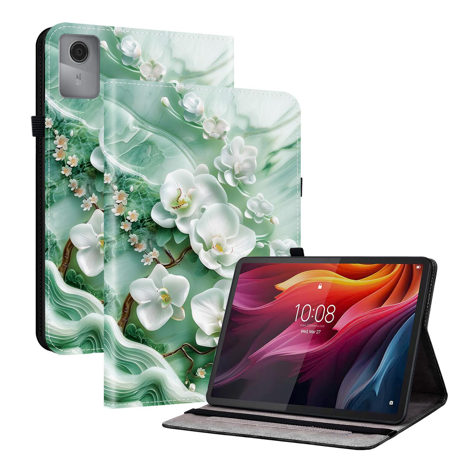 

Для Lenovo Idea Tab (TB336ZU/TB336FU)/Кожаный чехол для Xiaoxin Pad 11 2025 с принтом, подставка, обложка для планшета со слотами для карт Jade Flower