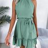 2026 Spring/Summer Women's Sleeveless Waist Cinched Ruffle A-Line Skirt S-XL
