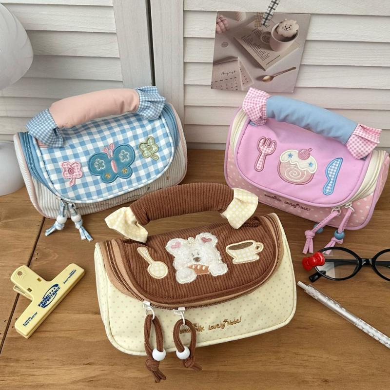 Macaron Color Collision Pencil Case High Aesthetic Value Cute Stationery Box Student Portable Pencil Case Large Capacity Makeup Bag Storage Bag