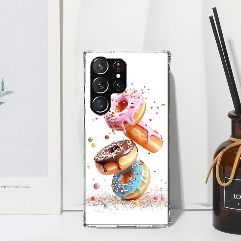 Macaron Ice Cream Cake Doughnut Phone Case For Samsung Galaxy S26 S25 Edge S24 FE S23 S22 Ultra S21 Plus S20 + Art Fundas Back C