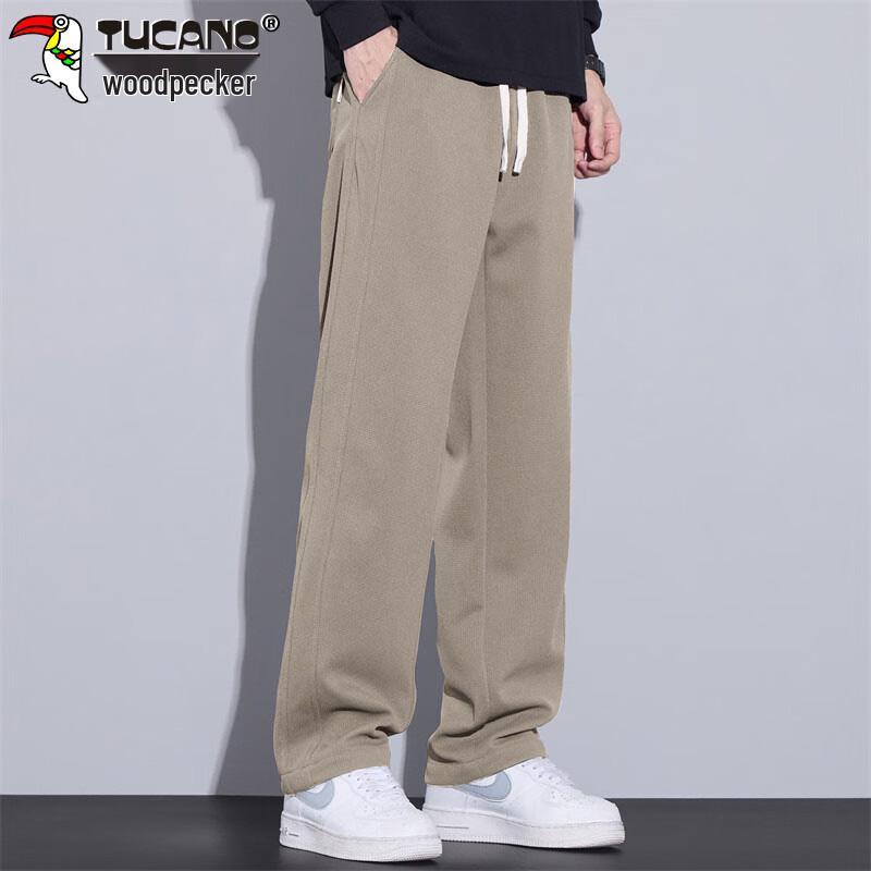 TUCANO Men's Waffle Knit Loose Straight-Leg Casual Sweatpants
