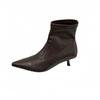French pointed sleeve thin boots temperament thin heel fashion boots 2025 autumn and winter new women's short boots