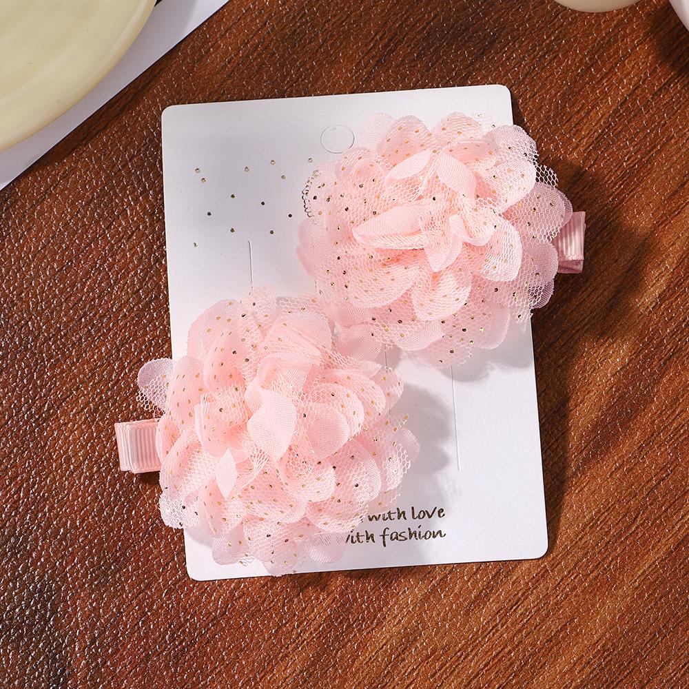2pcs/set Girls Cute Flower Bow Star Solid Color Safe Nylon &knitting & Mesh Kids Hair Clips  Accessories Hairpins For Children