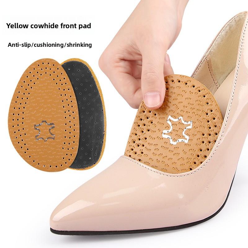 Leather Half-size Pad High-heeled Insole Thickened Cowhide Breathable Sweat-absorbing Forefoot Pad for Comfort