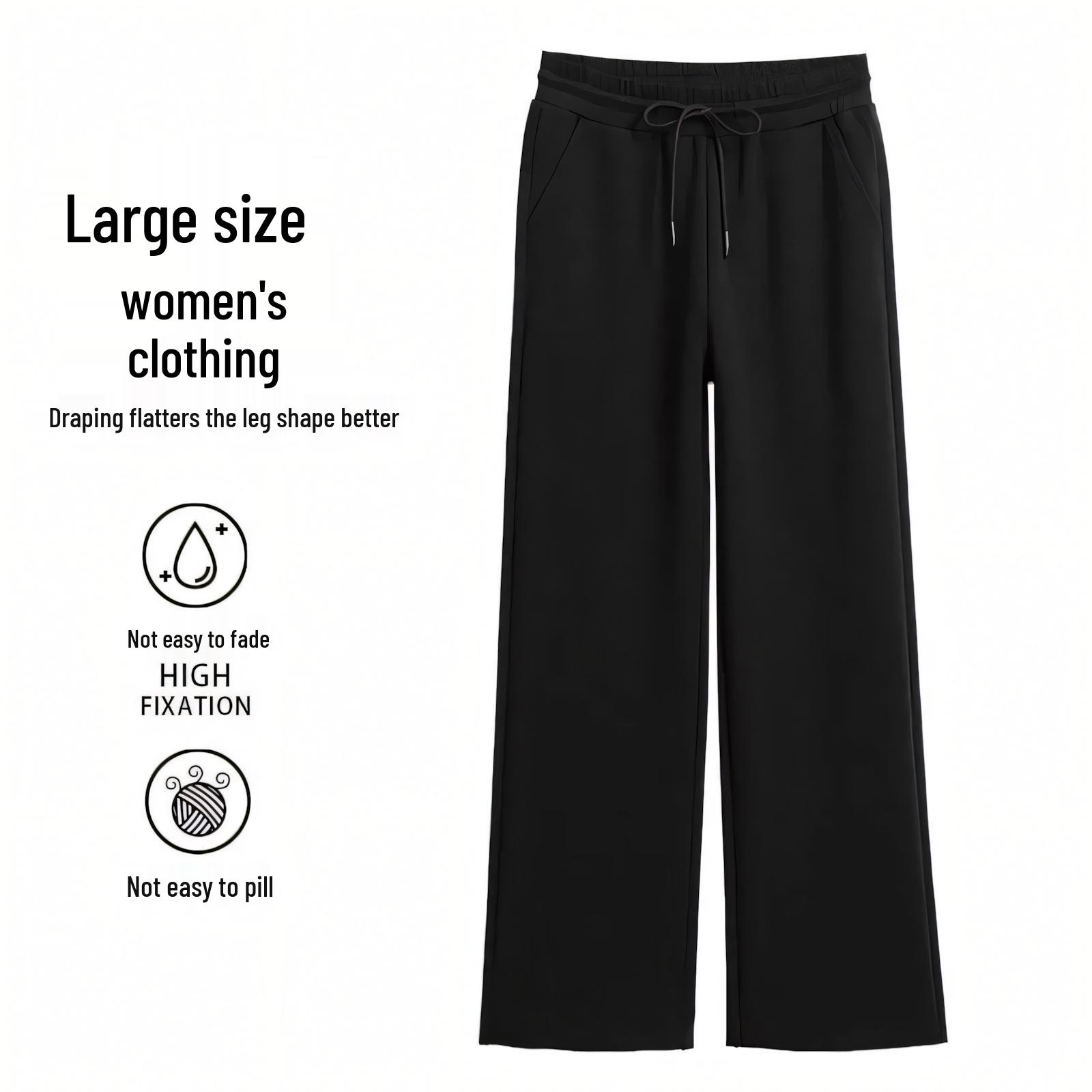 Women s Plus Size Velvet-Lined High-Waisted Wide-Leg Pants for Autumn/Winter 6XL (200-230 lbs)
