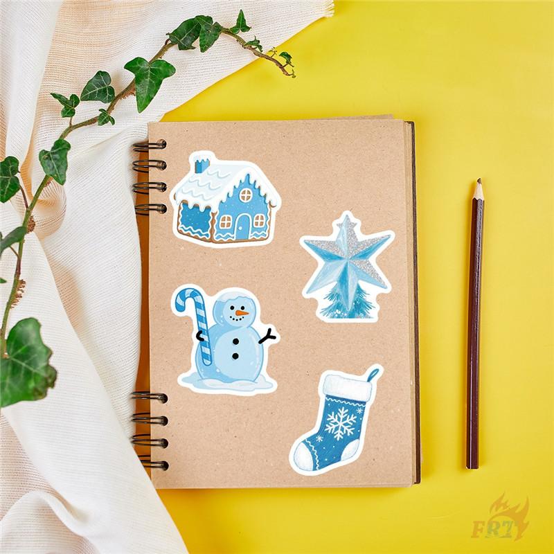 50Pcs/Set Blue Merry Christmas Series 03 Stickers DIY Fashion Waterproof Doodle Decals Stickers