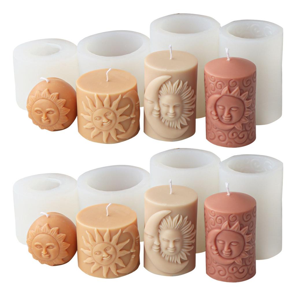 Sun Goddess Cylinder Candle Mold Personalized Sun Moon Face Candle Mold Sturdy Candle Moulds for DIY Enthusiasts