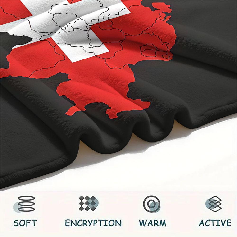 1PC Switzerland National Football Team Patterned Flannel Blanket Suitable For All Seasons for Home Decor Warmth and Comfort Gifts Holiday Present