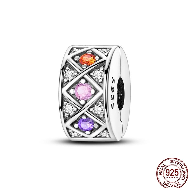 Genuine Copper Clasp Closure Cz Pave Clip Charms Daisy Bead Stopper Safety Chain Accessory Fit 3Mm Bangle Bracelet Fine Jewelry Clip