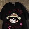 2026 Summer ONE PIECE Weird Luffy Printed Loose Shortsleeved Cotton Tshirt Tide Pure Cotton Unisex Parentchild Clothing Y2k