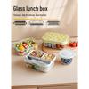CAMUZ 1000ml 3-Compartment Glass Lunch Box with Cutlery