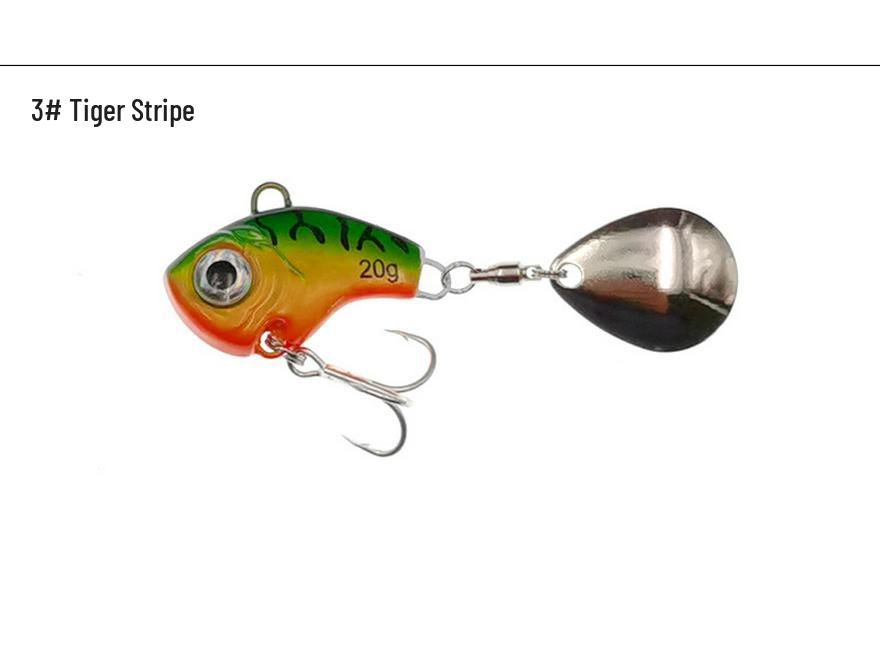 Cyclone 3 Metal VIB Bass & Mandarin Fish Lure with Spinning Slider, Long Cast, Enhanced Blood Bar & Treble Hook.