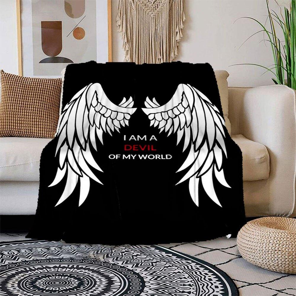 

Angel Devil Wings Black Phone Case CoverBlanket Flannel Throw Blanket for Sofa, Bed, Travel, Camping, Office, Couch, Chair, And Bed Gift for 150x180cm