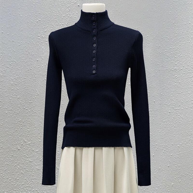 Sibaishai Women's Slim Half-Turtleneck Knit Top