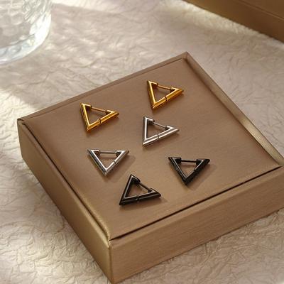 Japan und Südkorea Beliebte Titanstahl Sonderform Ohrringe Accessoires Temperament Vielseitig Geometrisch Polygon Liebe Edelstahl Ohrringe