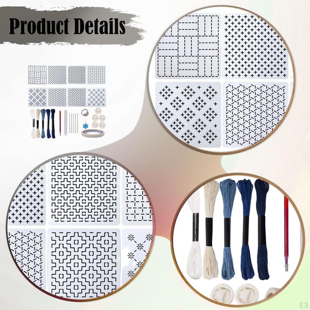 Kit di Stencil Sashiko Composto da Stencil per Ricamo, Sagome da Cucito, Strumento per Quilting per Animali Domestici