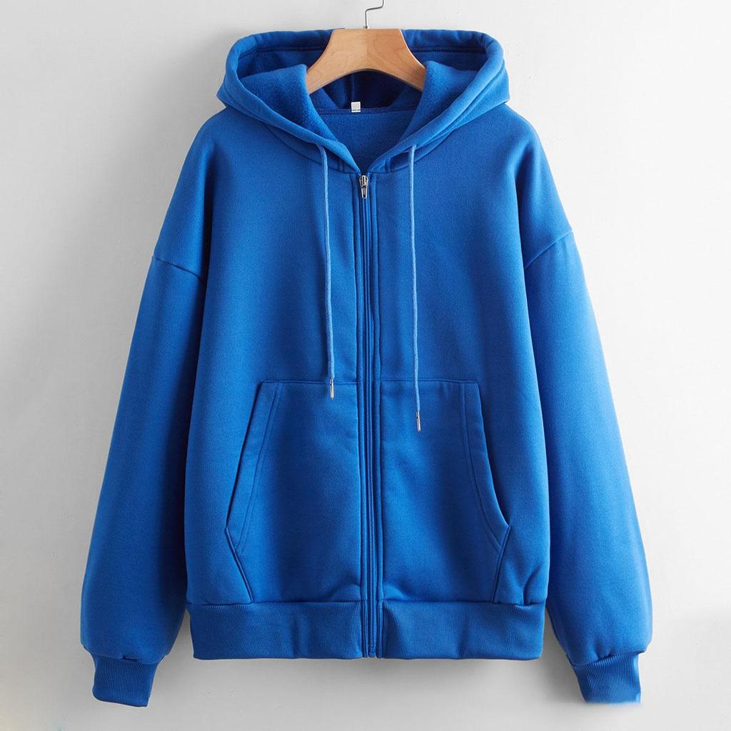 Felpe con cappuccio da donna autunnali, primaverili, moda casual, cardigan, felpe con coulisse, stile coreano, felpe tinta unita con zip