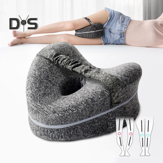 Leg Knee Pillow Memory Foam Leg Pillow with Elastic Strap Ergonomic Knee Cushion with Washable Cover for Side Sleepers Soothing Pain Relief