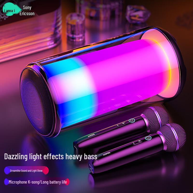 Soaiy Smart Portable Karaoke Speaker System with Wireless Microphones