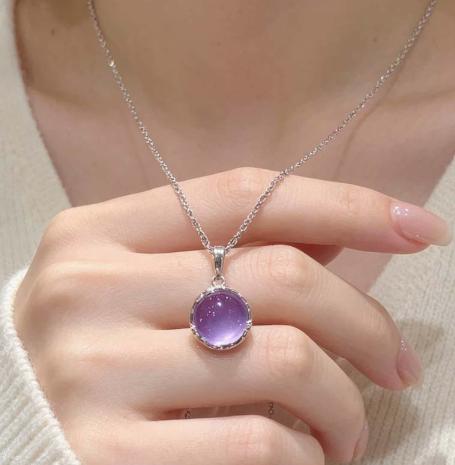 Amethyst Pendant Necklace for Women, Purple Gemstone Necklace, Dainty Jewelry Gift for Her