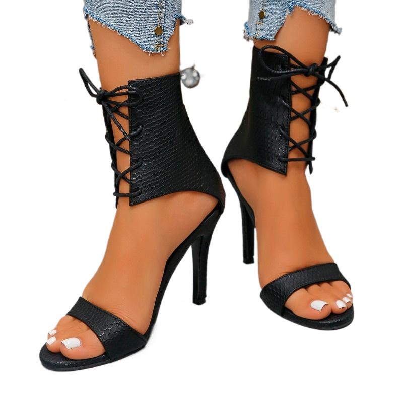 Fashion 2025 Brand Ladies Shoes Lace-up Women's Sandals Fashion Zipper Office and Career Plus Size Open Toe Best Seller Heeled Sandals