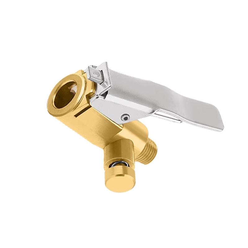 Brass Locking Nozzle Tire Air Chuck Clip Adapter - Automotive Grade For Efficient Inflation