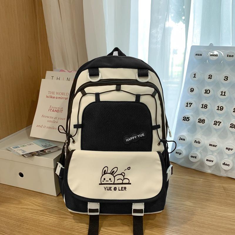 Japanese Macaron Backpack New Schoolbag Contrast Color Large Capacity Backpack for Junior High School Students
