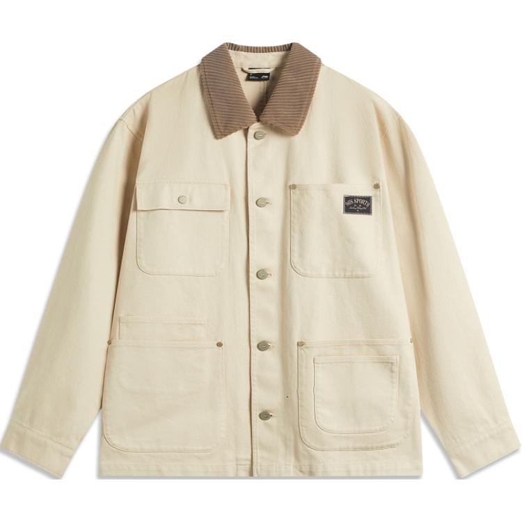 

Li-Ning Unisex Corduroy Collar Workwear Jacket Cream White AFDUC53-1 XXL
