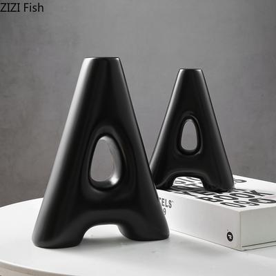 Creative Letter A Shape Resin Vase Minimalist Plant Pots Table Decoration Flower Arrangement Floral Vase Room Aesthetic Decor