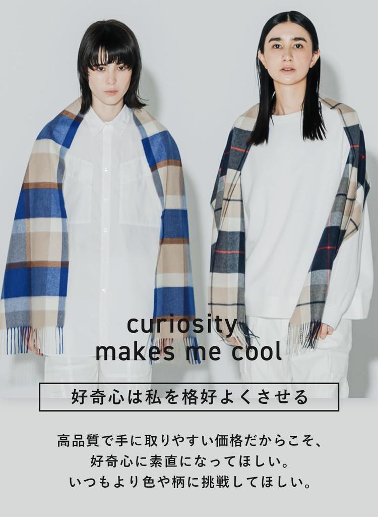 Lilac Beige Cashmere Scarf with Check Thick Brand Light Light [cumaco] 08. 100% Pattern, Unisex, Large, Stole, Name, Gift, Purple, Brown,