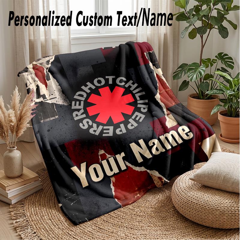 Red Hot Chili Peppers Custom Flannel Throw Blanket Print Your Name Text Soft Warm Blanket Holiday Present