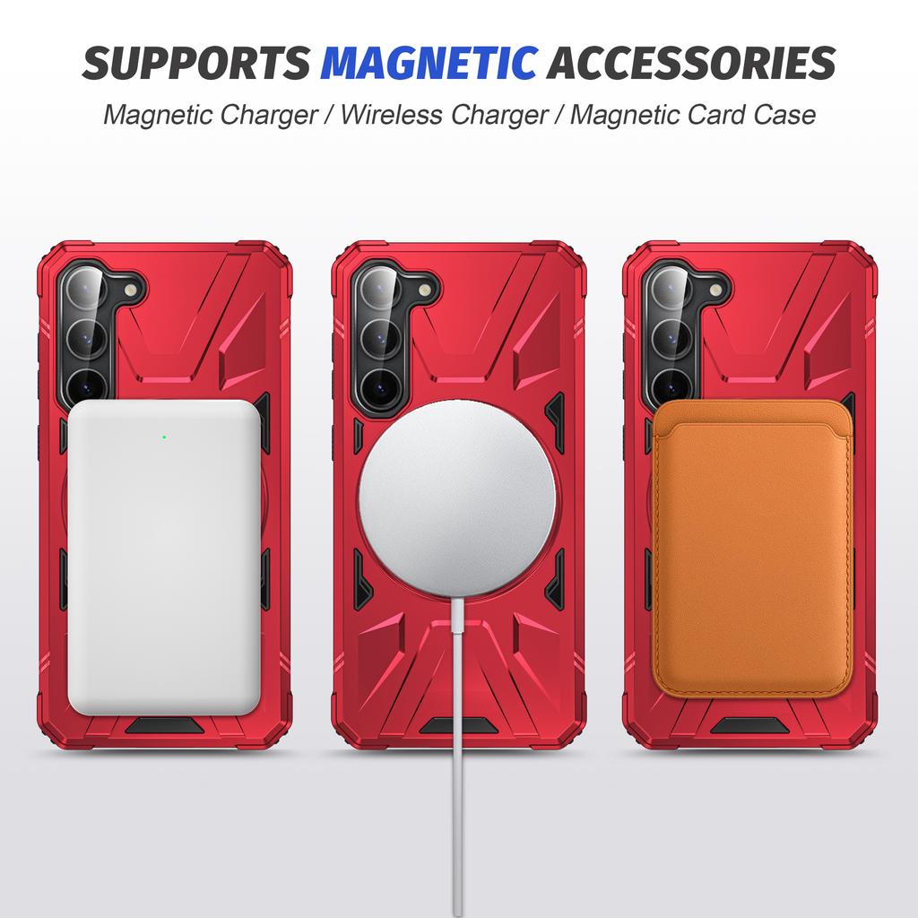 For Samsung Galaxy S25/S24 Magnetic Case TPU+PC Protective Cover with Ring Kickstand