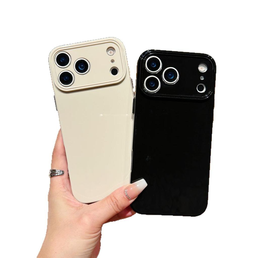 Solid Color Light Pillar Phone Case for Apple 17 PROMAX Airbag Anti-fall Anti-Fingerprint Soft Case Minimalist Style Orange 17