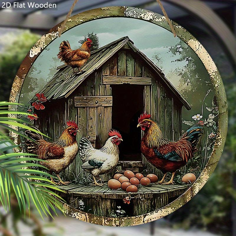 Vintage Henhouse Wooden Sign - Rustic Decorative Plaque for Home, Garage, Cafe Decor - Rustic Animal-themed Ornament