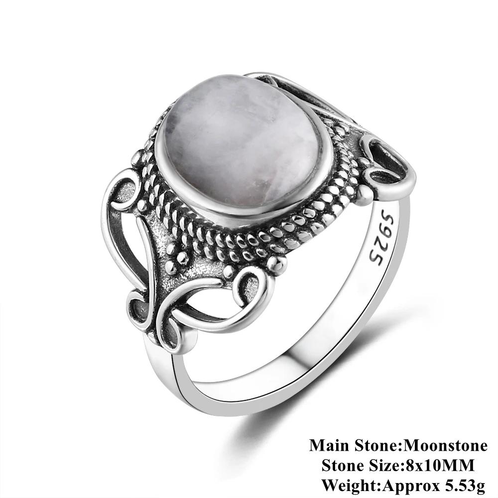 Nasiya New Vintage Ethnic Rings For Men Women CopperColor Natural Moonstone Jewelry  Dropshipping Gift