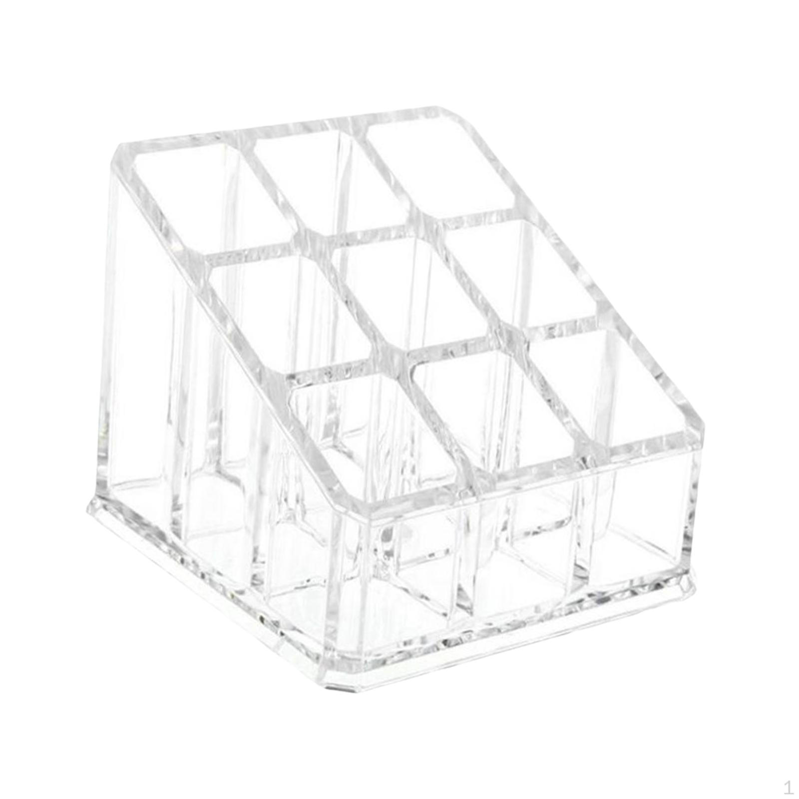 9 Compartment Lipstick Holder Storage Box Organizer Transparent Display Case Makeup A
