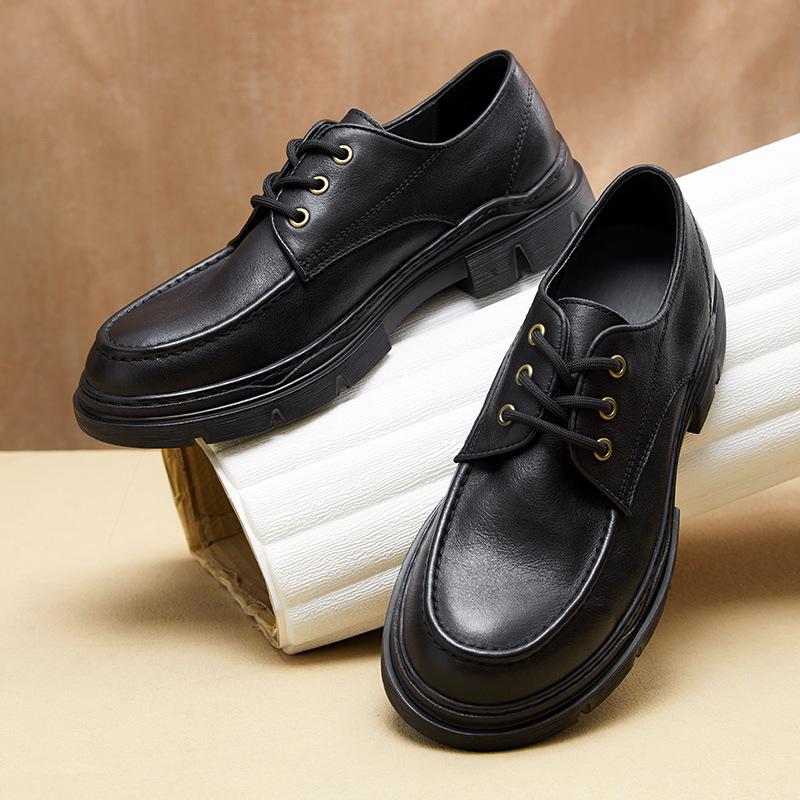 Trend Casual Tooling Shoes Fashion Platform Casual Leather Shoes Sewing Line Handmade Men'S Shoes Tide