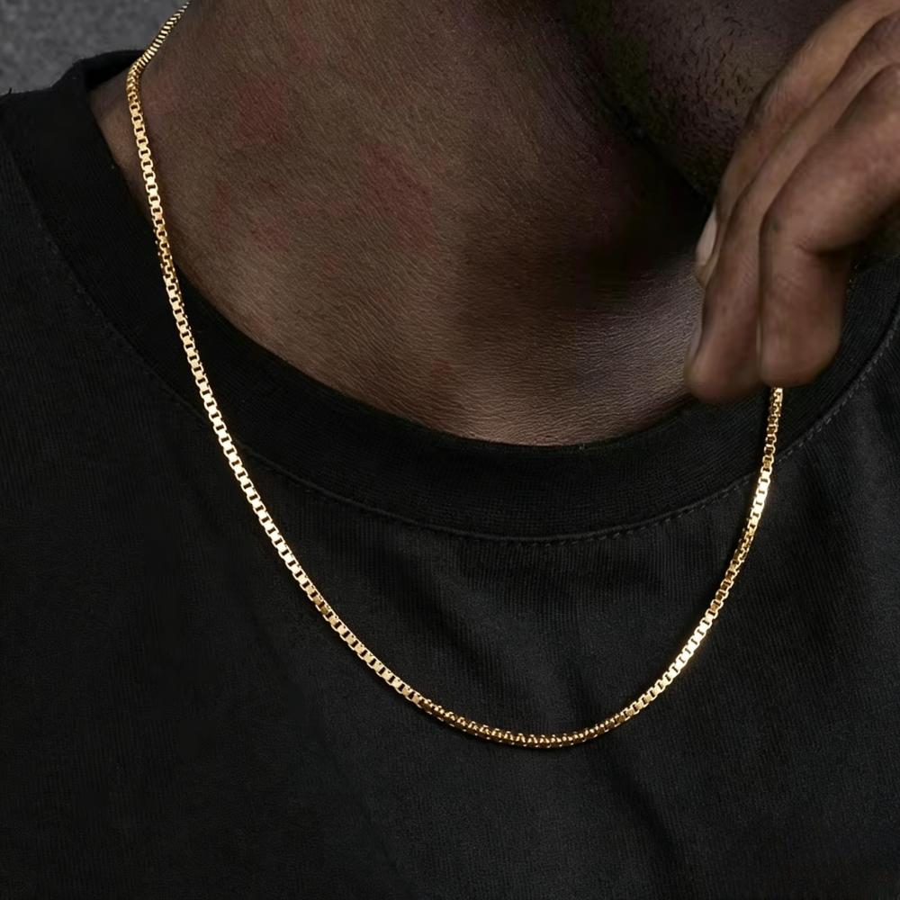 Cadena Básica de Acero Inoxidable Hip Hop para Hombres de 2 mm Cadena de Caja Simple Joyería Street Wear Accesorios de Moda para Mujeres
