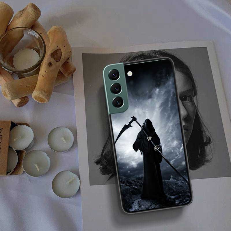 Death Grim Reaper Skull Phone Case For Samsung S25 Edge S24 FE Galaxy S22 Ultra S21 Plus S20 S23 S10 Plus Cover Silicone Soft Co