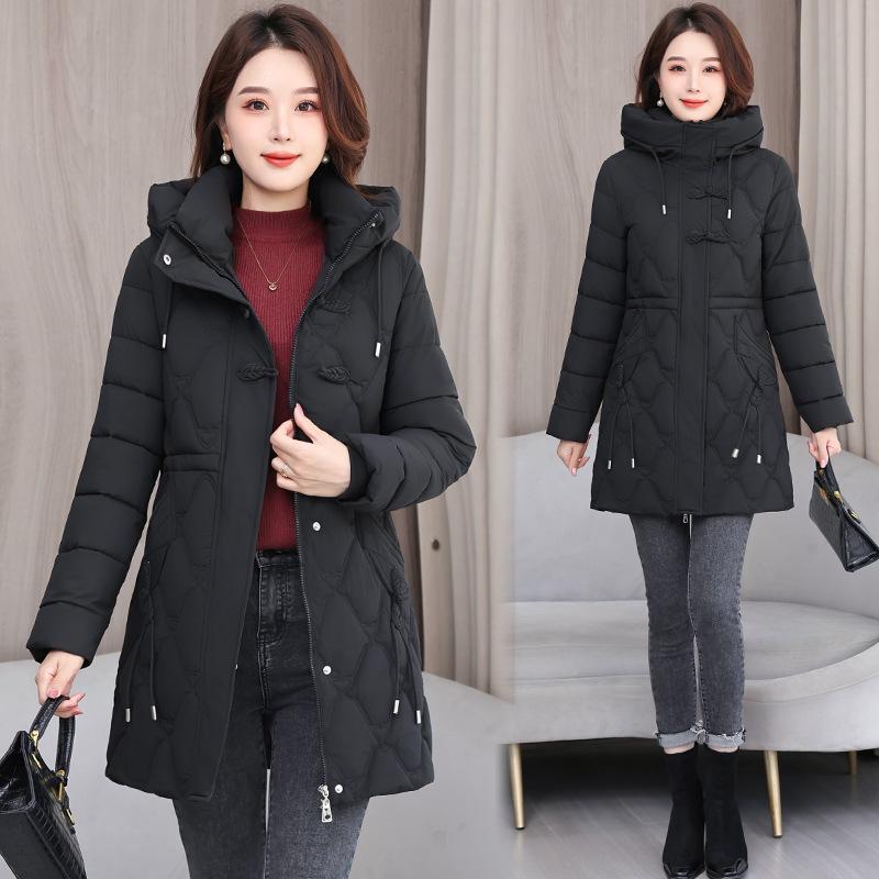 2025 cotton clothes for women winter medium and long new loose cotton-padded jacket thick cotton-padded coat