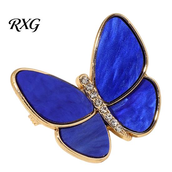Non-fading Butterfly Brooch Pin, with Strong Buckle Design, Fine Electroplating Resistant to Fading Sturdy Metal Alloy Brooch, Elegant 3D Shape синий