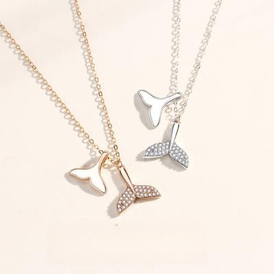 Mermaid Tail Necklace Women's Personality Light Luxury Fashion High-end Diamond Epoxy Fish Tail Jewelry