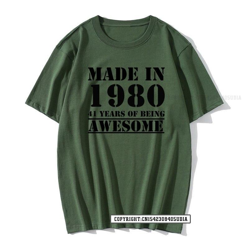 Grappig Gemaakt In 1980 41 Jaar Geweldig Zijn Verjaardag Print T-shirt Katoenen T-shirts Mannen Slim Fit Modieuze Tops Shirt